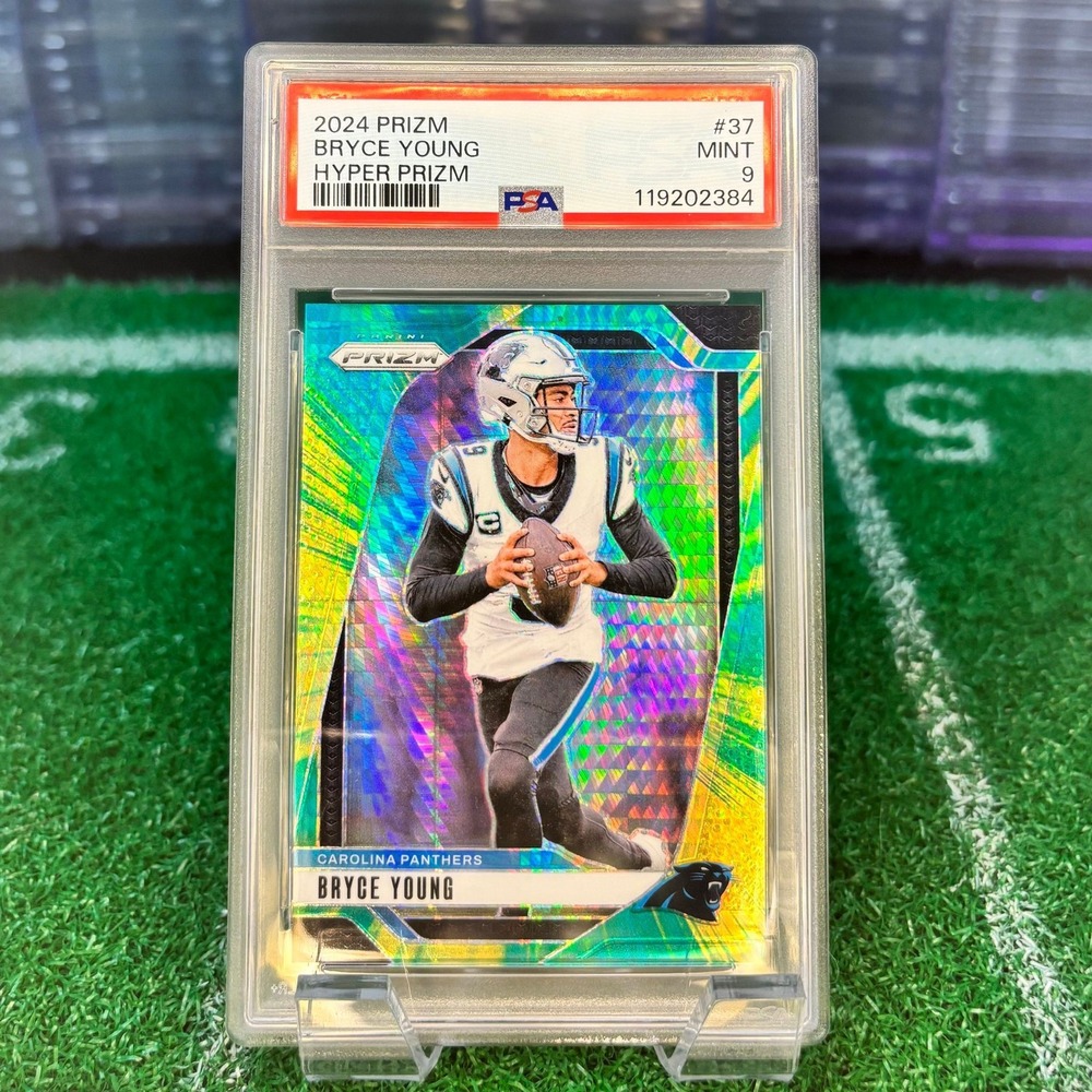 2024 Panini Prizm Bryce Young Green Hyper /180 Panthers PSA 9 Mint #37